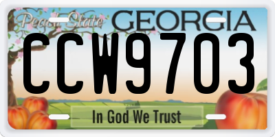 GA license plate CCW9703