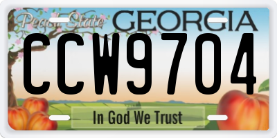 GA license plate CCW9704
