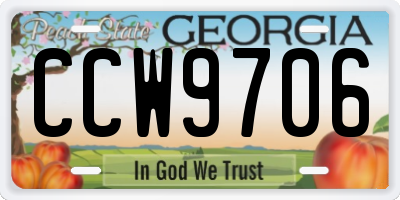 GA license plate CCW9706