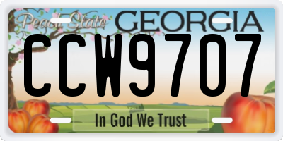 GA license plate CCW9707