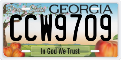 GA license plate CCW9709