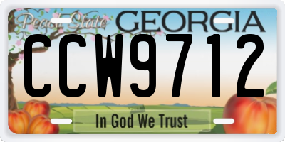 GA license plate CCW9712