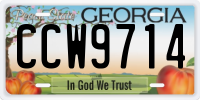 GA license plate CCW9714