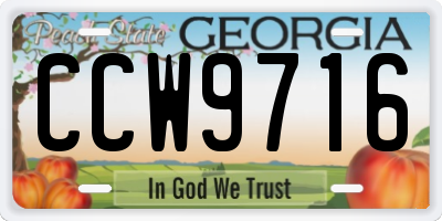GA license plate CCW9716