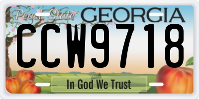 GA license plate CCW9718
