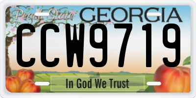 GA license plate CCW9719