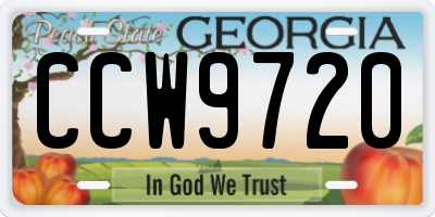 GA license plate CCW9720