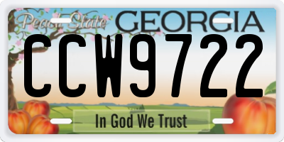GA license plate CCW9722
