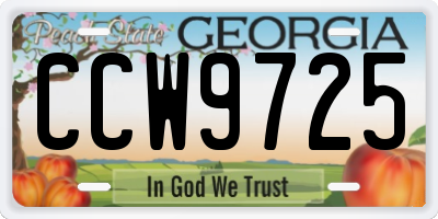 GA license plate CCW9725