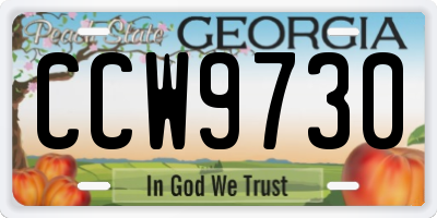 GA license plate CCW9730