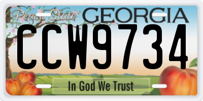 GA license plate CCW9734