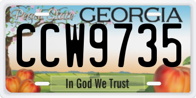 GA license plate CCW9735