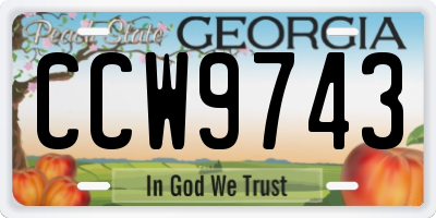 GA license plate CCW9743