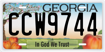 GA license plate CCW9744