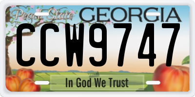 GA license plate CCW9747