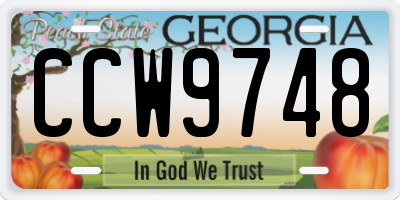 GA license plate CCW9748
