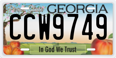 GA license plate CCW9749