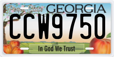GA license plate CCW9750