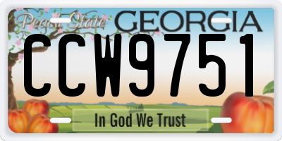 GA license plate CCW9751