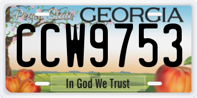 GA license plate CCW9753