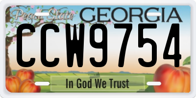 GA license plate CCW9754