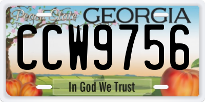 GA license plate CCW9756