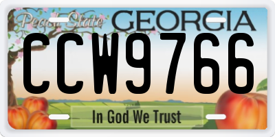 GA license plate CCW9766