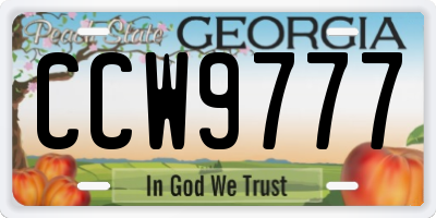 GA license plate CCW9777