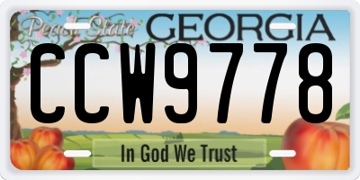 GA license plate CCW9778