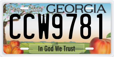 GA license plate CCW9781