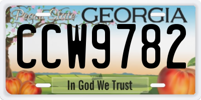 GA license plate CCW9782