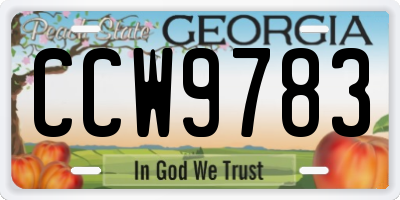 GA license plate CCW9783