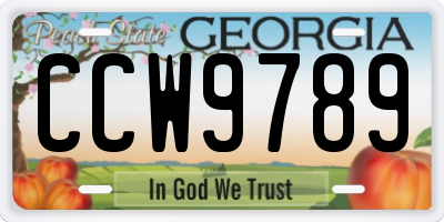 GA license plate CCW9789