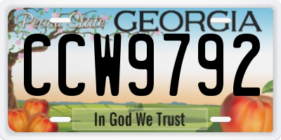 GA license plate CCW9792
