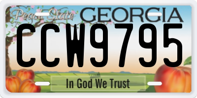 GA license plate CCW9795