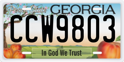 GA license plate CCW9803