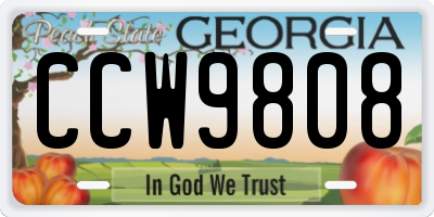 GA license plate CCW9808