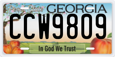 GA license plate CCW9809