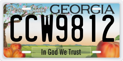 GA license plate CCW9812