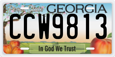 GA license plate CCW9813