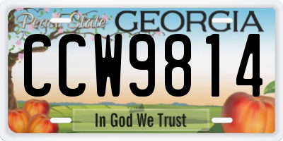 GA license plate CCW9814