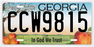 GA license plate CCW9815