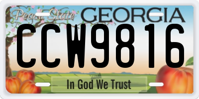 GA license plate CCW9816