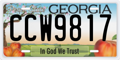 GA license plate CCW9817