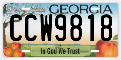 GA license plate CCW9818