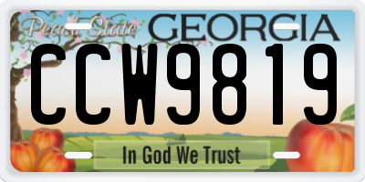 GA license plate CCW9819