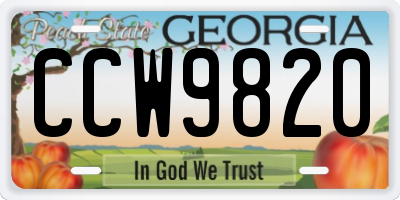 GA license plate CCW9820
