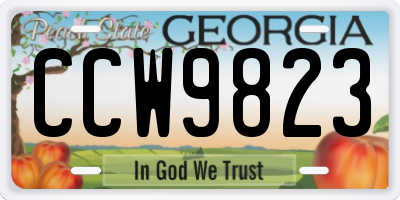 GA license plate CCW9823