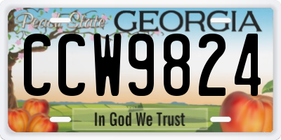 GA license plate CCW9824