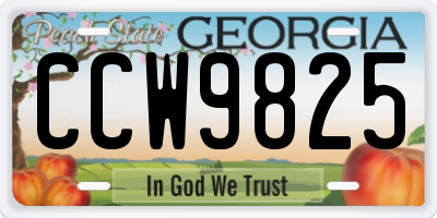 GA license plate CCW9825